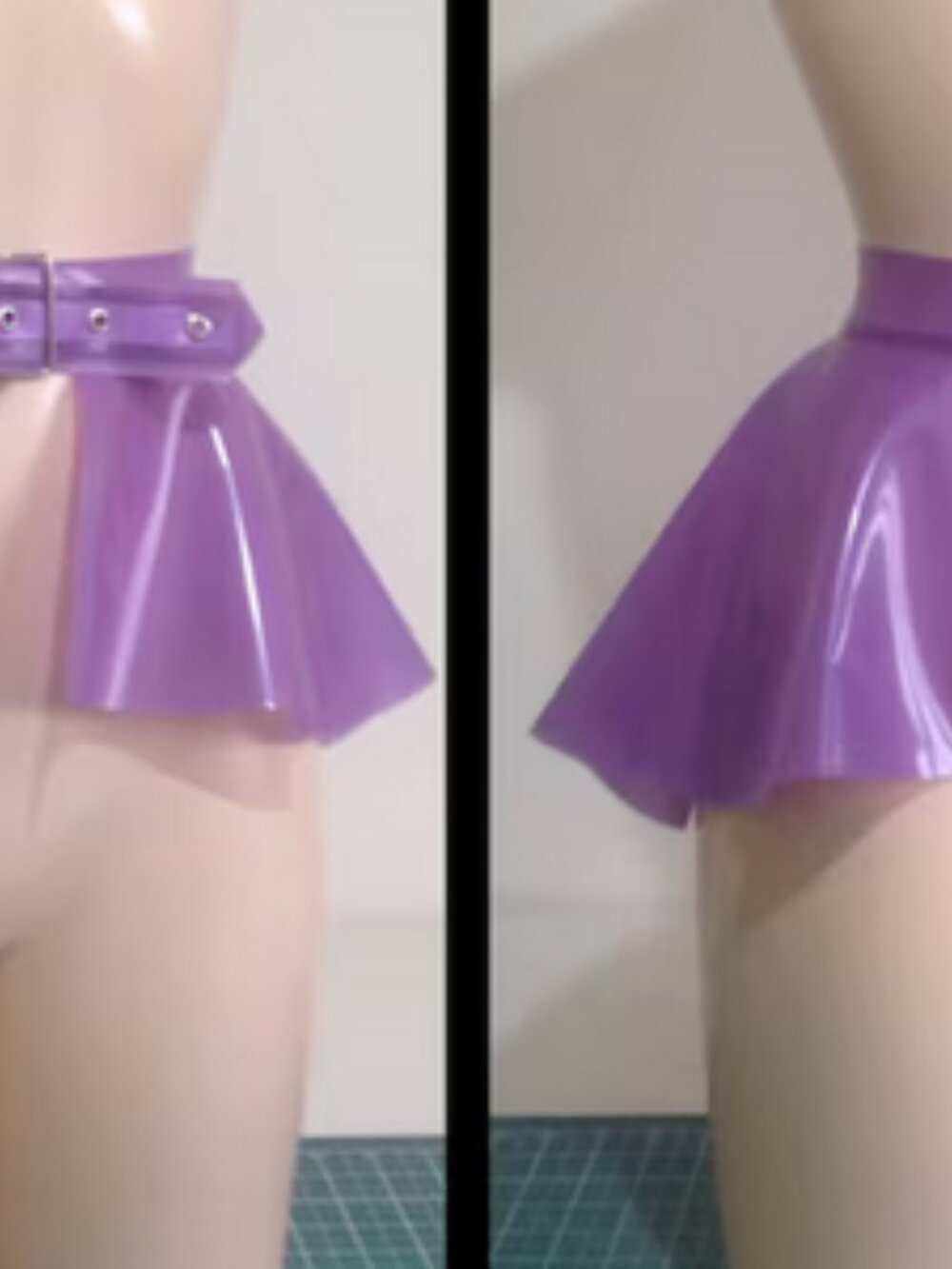 Rubber Latex Peplum Belt mini skirt with buckle - Picture 2 of 11